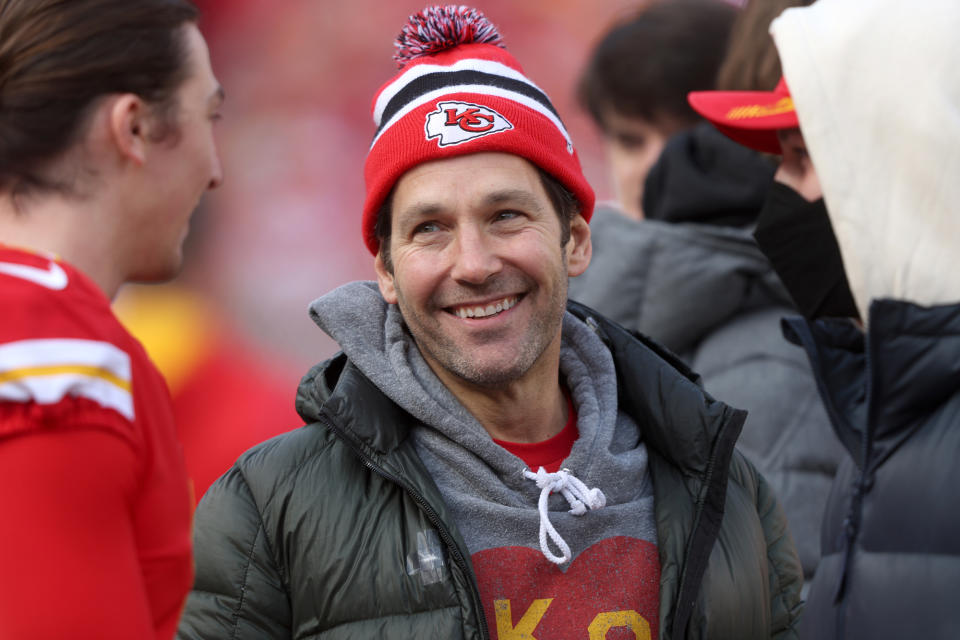 <p>A Kansas City native, <a href="https://people.com/tag/paul-rudd/" rel="nofollow noopener" target="_blank" data-ylk="slk:Paul Rudd;elm:context_link;itc:0;sec:content-canvas" class="link ">Paul Rudd</a> has never made his love for the Chiefs a secret, and this year, he hopes to be in the stands cheering for his team no matter how badly the game wrecks his nervous system. </p> <p>"I'm hoping that I can see it in person," <a href="https://people.com/sports/paul-rudd-says-watching-kansas-city-chiefs-play-super-bowl-will-be-very-stressful-exclusive/" rel="nofollow noopener" target="_blank" data-ylk="slk:he told PEOPLE;elm:context_link;itc:0;sec:content-canvas" class="link ">he told PEOPLE</a>, before admitting, "Although watching that game is very stressful."</p> <p>He continued, "It's always tough when you have a real vested interest. Unless it's a total blowout, but I'm really hoping that they win. I just want to be elated at the end of the game."</p>