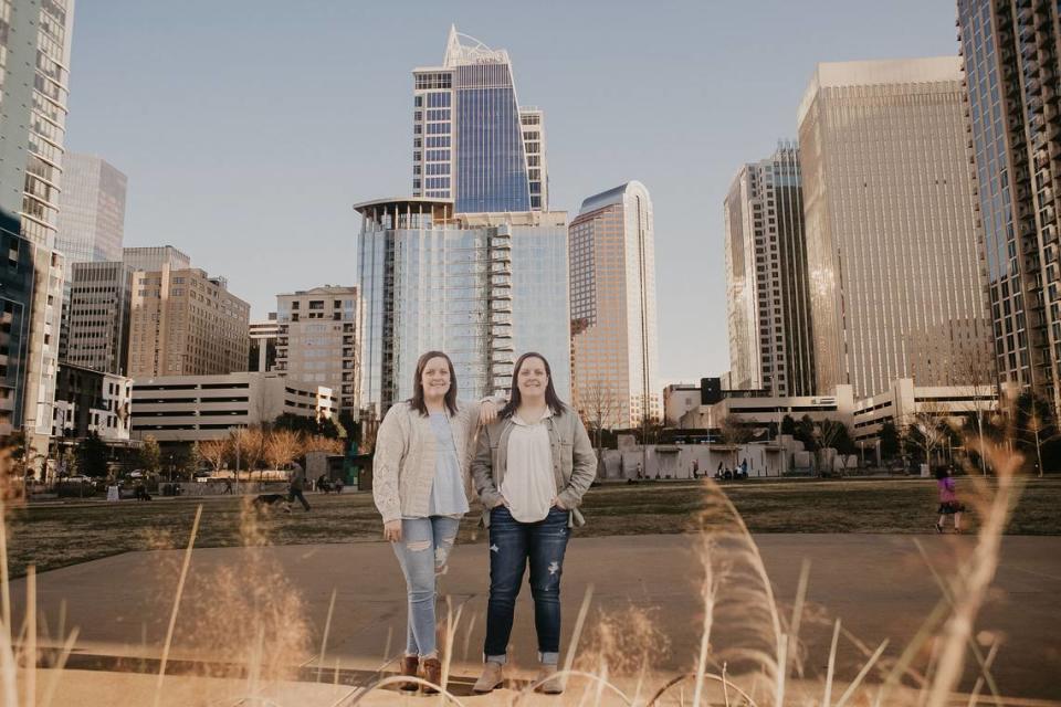 In 2019, the Stokes sisters posed for a high school senior portrait with uptown Charlotte in the background. The sisters graduated that year from Lincoln Charter School in Denver, N.C., about 25 miles northwest of Charlotte, where they were star softball players.