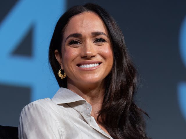 <p>SUZANNE CORDEIRO/AFP/Getty</p> Meghan, Duchess of Sussex, attends the "Keynote: Breaking Barriers, Shaping Narratives: How Women Lead On and Off the Screen," during the SXSW 2024 Conference and Festivals on March 8, 2024, in Austin, Texas.