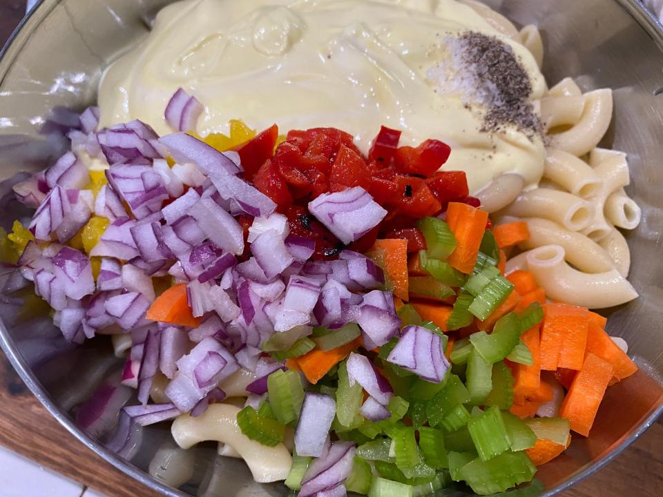 combining Guy Fieri pasta salad