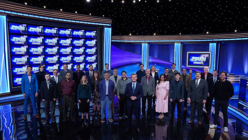 The contestants in the 2024 "Jeopardy!" Tournament of Champions. The top three competitors in the finals were Ben Chan, Yogesh Raut and Troy Meyer.