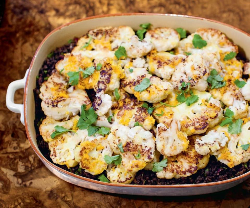 Cauliflower Steaks with Ginger, Turmeric and Orange