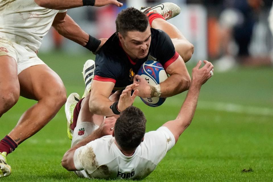 George Ford made a late try-saving tackle on Mateo Carreras to preserve the lead (AP)