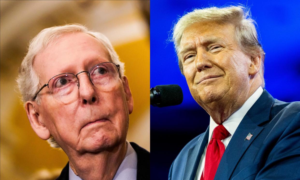 <span>McConnell reportedly hasn’t spoken to Trump for three years, whom he called ‘morally responsible’ for the January 6 Capitol attack.</span><span>Composite: Reuters, AP</span>