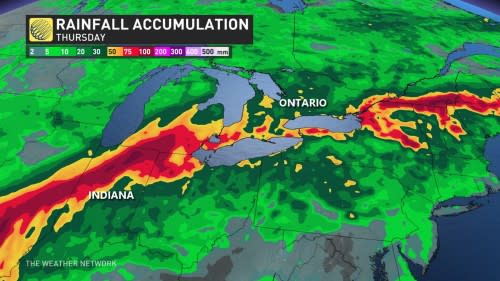 Southern Ontario and east US rain total prediction July 7 2024