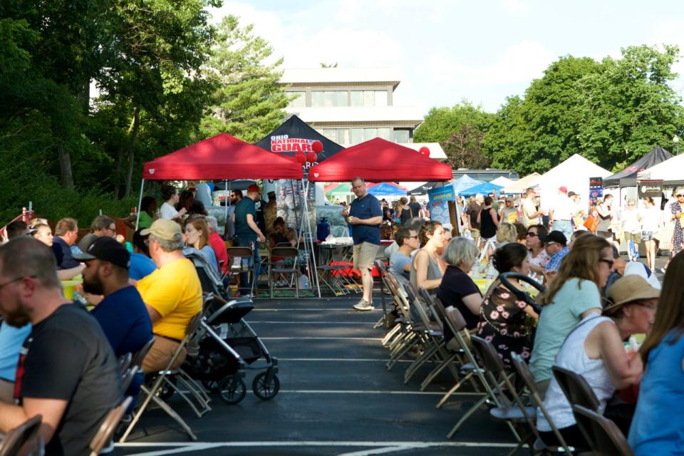 Attendees enjoy food and drinks at a previous Taste of Worthington event.