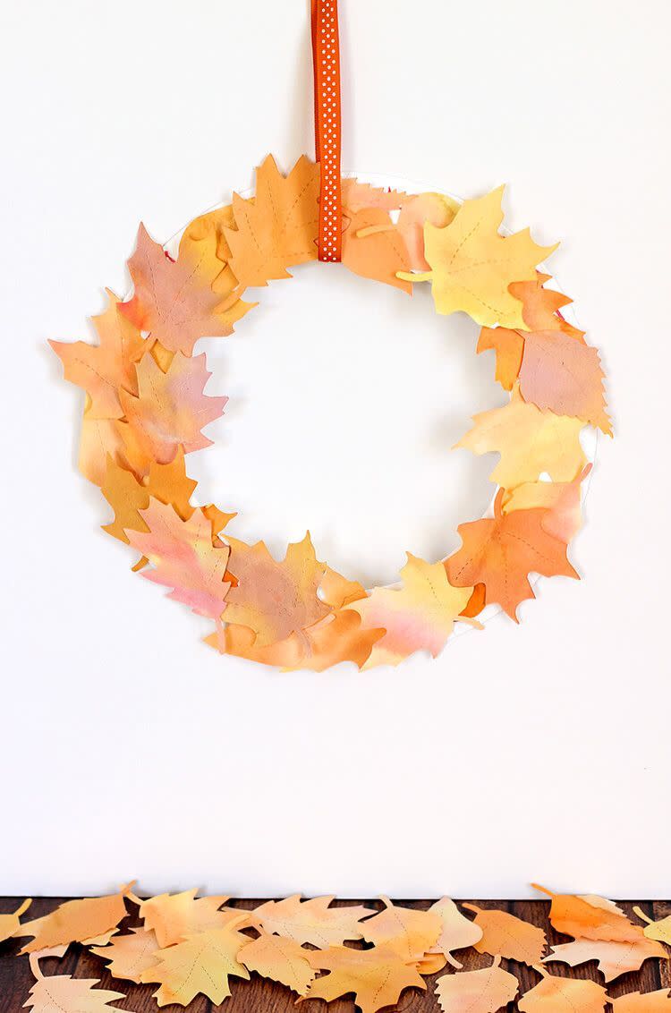 Watercolor Fall Leaf Wreath