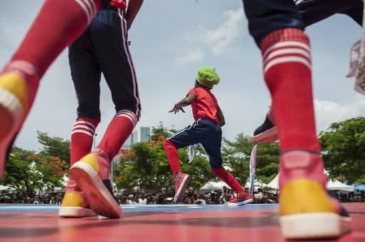 Get up on your feet: The Dream Catchers perform on stage in Lagos