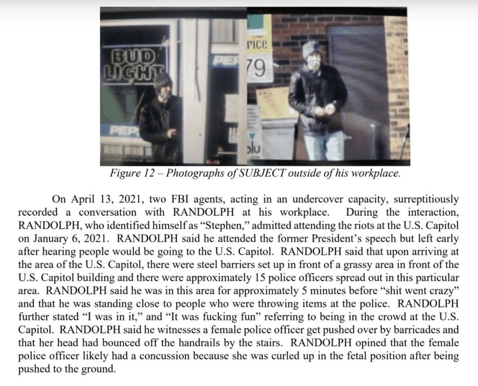 FBI affidavit against Randolph. (Photo: FBI)