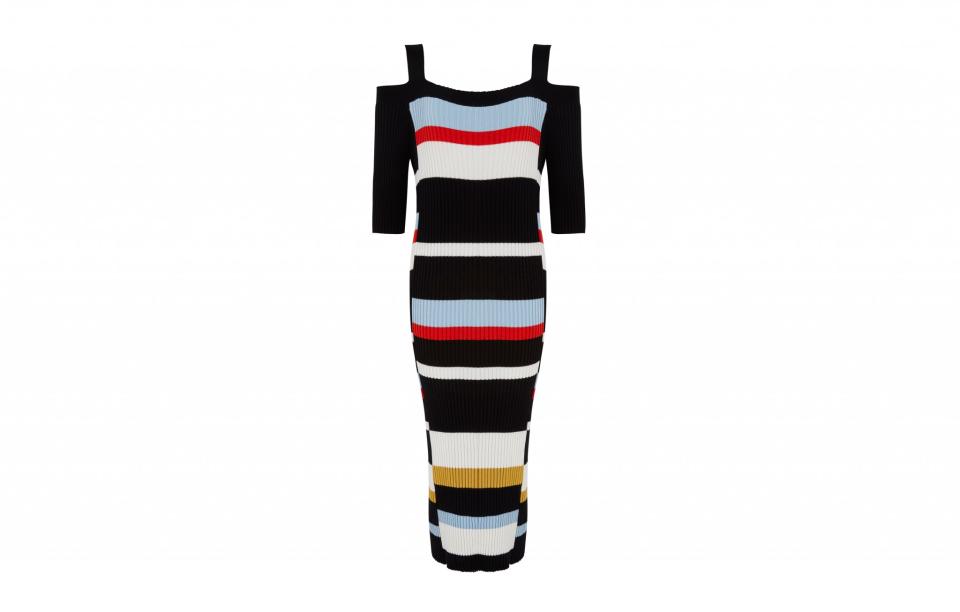 <p>The cold shoulder trend is showing no signs of slowing down. So why not get onboard with this knitted stripy dress? Figure hugging it may be but this style is flattering for all body types.<br><a rel="nofollow noopener" href="http://www.marksandspencer.com/striped-cold-shoulder-shift-dress/p/p22509831?image=SD_01_T42_6118_F4_X_EC_90&color=NAVYMIX&prevPage=plp&pdpredirect" target="_blank" data-ylk="slk:M&S, £39.50;elm:context_link;itc:0" class="link "><i>M&S, £39.50</i></a> </p>