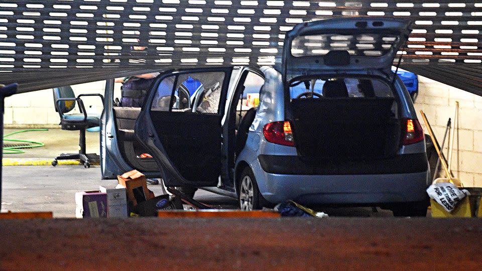 The 61-year-old man rammed a roller door located in the underground car park of the station and ignited his car with accelerant. Photo: AAP