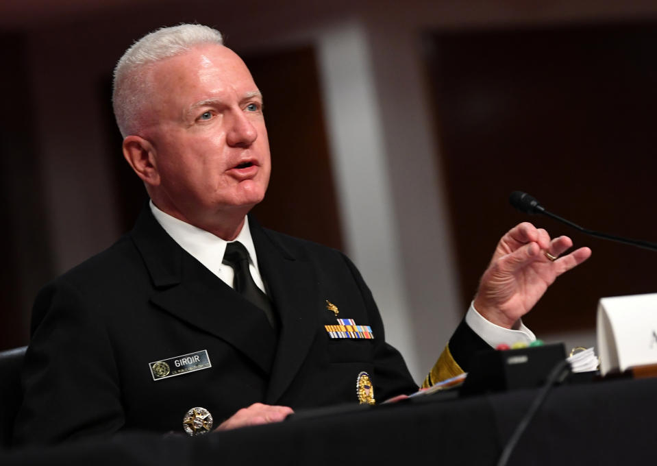 Adm. Brett Giroir, director of the U.S. coronavirus diagnostic testing, testifies during a Senate Health, Education, Labor and Pensions (HELP) Committee hearing on Capitol Hill in Washington in June. (Kevin Dietsch/Pool via Reuters)