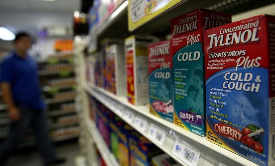 NEW YORK - OCTOBER 11:  Johnson & Johnson, infants nonprescription cough and cold products are displayed on a shelf October 11, 2007 at a pharmacy in Brooklyn, New York. The Consumer Healthcare Products Association announced Thursday that Johnson & Johnson, Wyeth and other manufactures of infants? nonprescription cough and cold products are recalling some medicines in the United States because of the potential danger of overdose.  (Photo by Spencer Platt/Getty Images)