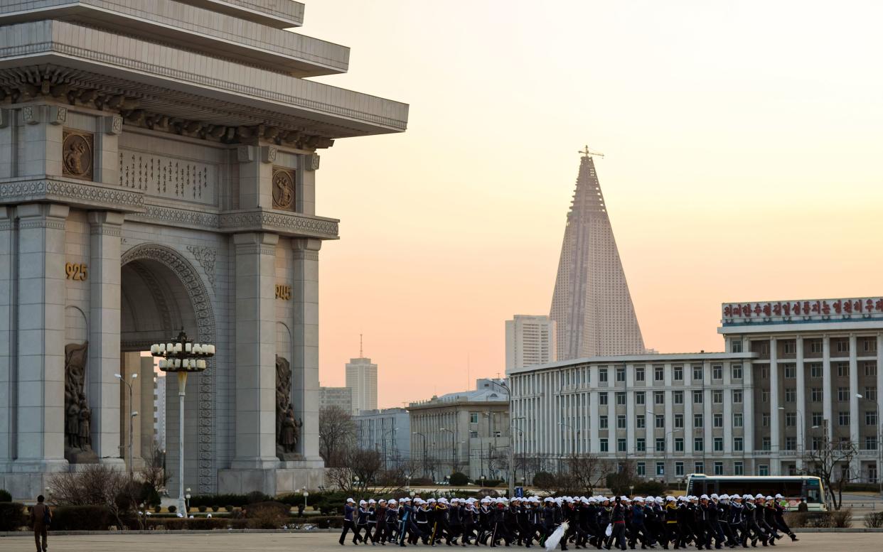 The Hotel of Doom in Pyongyang looms over the city - This content is subject to copyright.