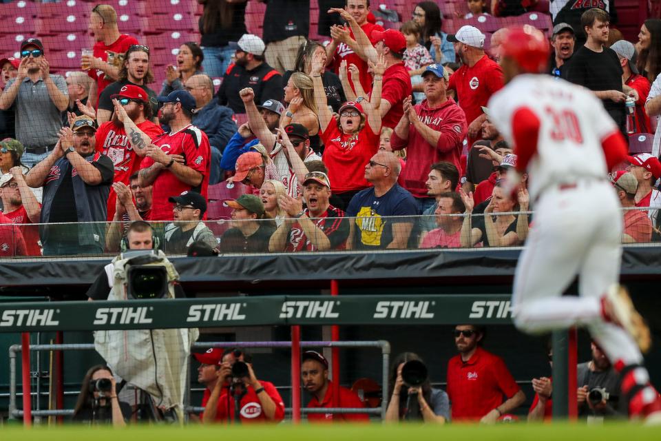 Will Benson's home run in the second inning gave the Reds a quick 2-0 lead in their first meeting of the year against the Brewers.