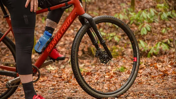 Views of the Cane Creek Invert gravel suspension fork side on