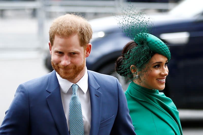 FILE PHOTO: Britain's Prince Harry and Meghan, Duchess of Sussex, arrive for the annual Commonwealth Service at Westminster Abbey