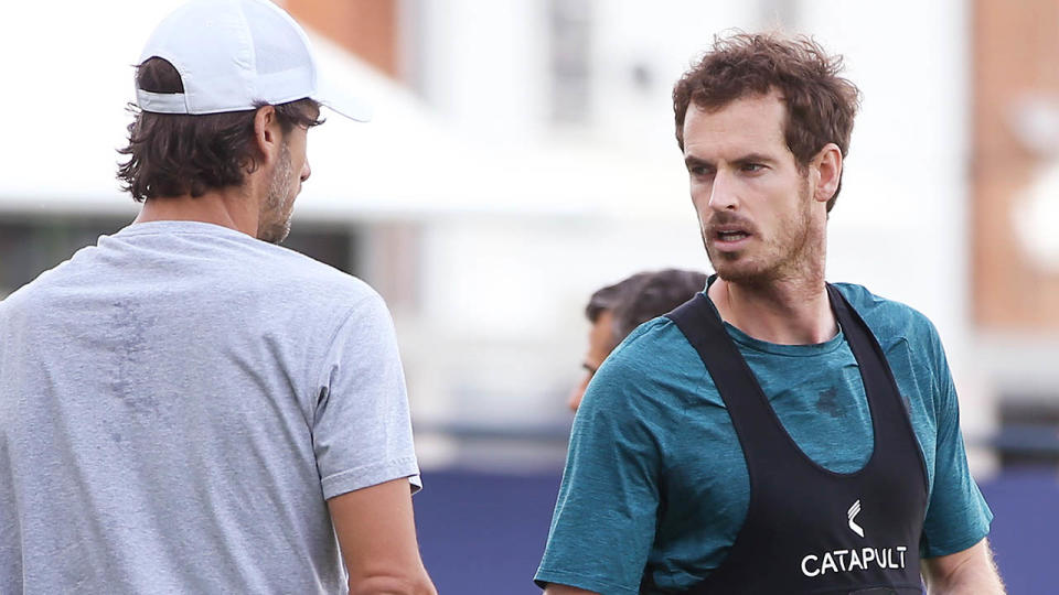 Andy Murray and Feliciano Lopez. (Photo by Alex Morton/Getty Images for LTA)