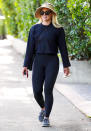 <p>Hilary Duff stays protected from the sun during a stroll in Los Angeles on Jan. 26.</p>