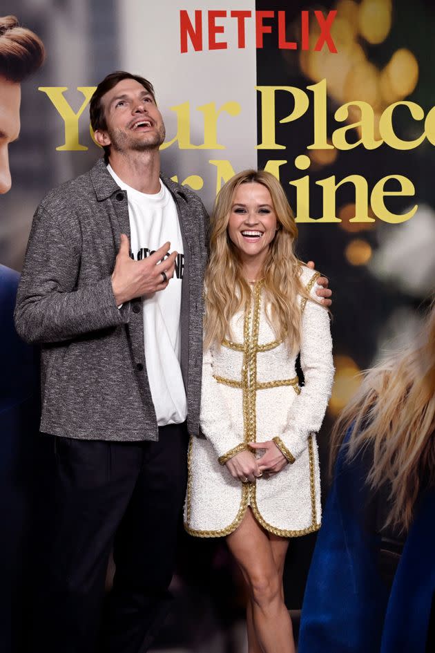 Kutcher and Witherspoon appeared to revise their red carpet strategy in press photos on Monday, Feb. 7.