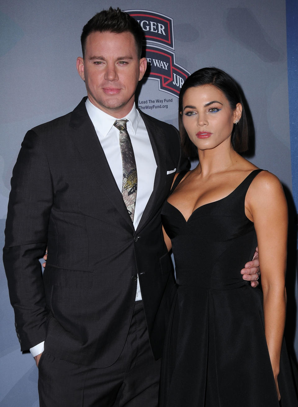 LOS ANGELES, CA - NOVEMBER 06:  (L-R) Producer/actor Channing Tatum and actress Jenna Dewan Tatum attend HBO and Army Ranger Lead The Way Fund present the premiere of 'War Dog: A Soldiers Best Friend' at Directors Guild Of America on November 6, 2017 in Los Angeles, California.  (Photo by Barry King/Getty Images)