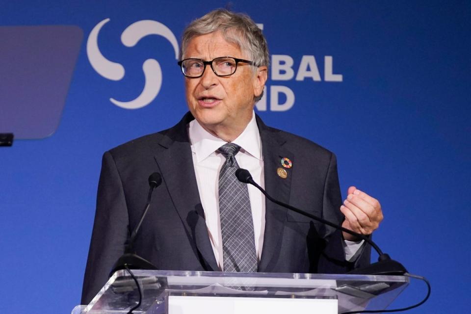 Bill Gates speaking at a conference in New York in 2022 (Associated Press)