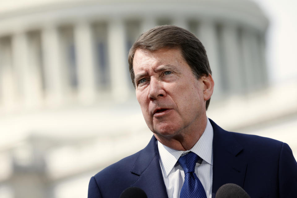 WASHINGTON, DC - MAY 11: Senator Bill Hagerty (R-TN) speaks about border security and Title 42 during a press conference at the U.S. Capitol in Washington, DC on May 11, 2023. With the expiration of Title 42, a COVID-era public health emergency that allows for the quick expulsion of migrants, a surge in asylum seekers is expected at the southern border. Senator Hoeven was joined at the press conference by Senators James Lankford (R-OK) and Deb Fischer (R-NE). (Photo by Kevin Deitch/Getty Images)