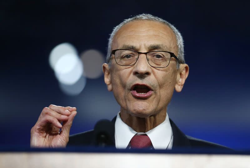 Clinton campaign chair Podesta addresses crowd at rally in New York