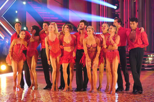 <p>ABC/Christopher Willard</p> The pros after dancing on Latin Night during 'Dancing with the Stars'