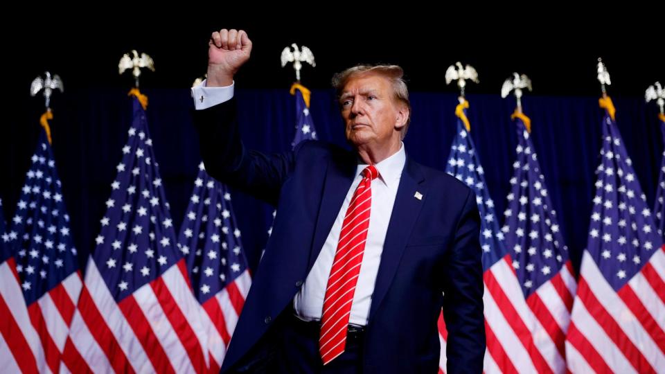 PHOTO: Former President Donald Trump is driven from the Alto Lee Adams Sr. U.S. Courthouse in Fort Pierce, FL, Mar. 14, 2024. (Chip Somodevilla/Getty Images)