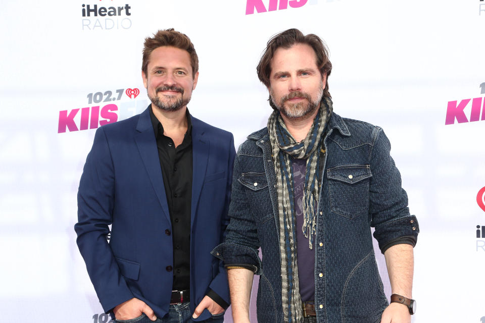 CARSON, CALIFORNIA - JUNE 04: (FOR EDITORIAL USE ONLY) (L-R) Will Friedle and Rider Strong attend the 2022 iHeartRadio Wango Tango at Dignity Health Sports Park on June 04, 2022 in Carson, California. (Photo by Tommaso Boddi/Getty Images for iHeartRadio)