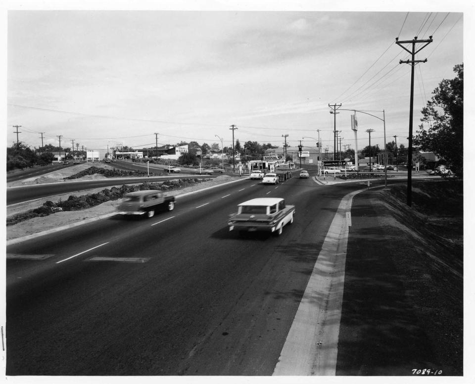 Old Highway 99 in Redding as it looked in 1959, eight years before it became Highway 273.