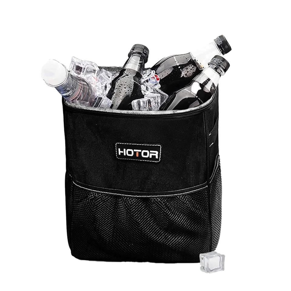 HOTOR Car Trash Can with Lid and Storage Pockets, 100% Leak-Proof Car Organizer