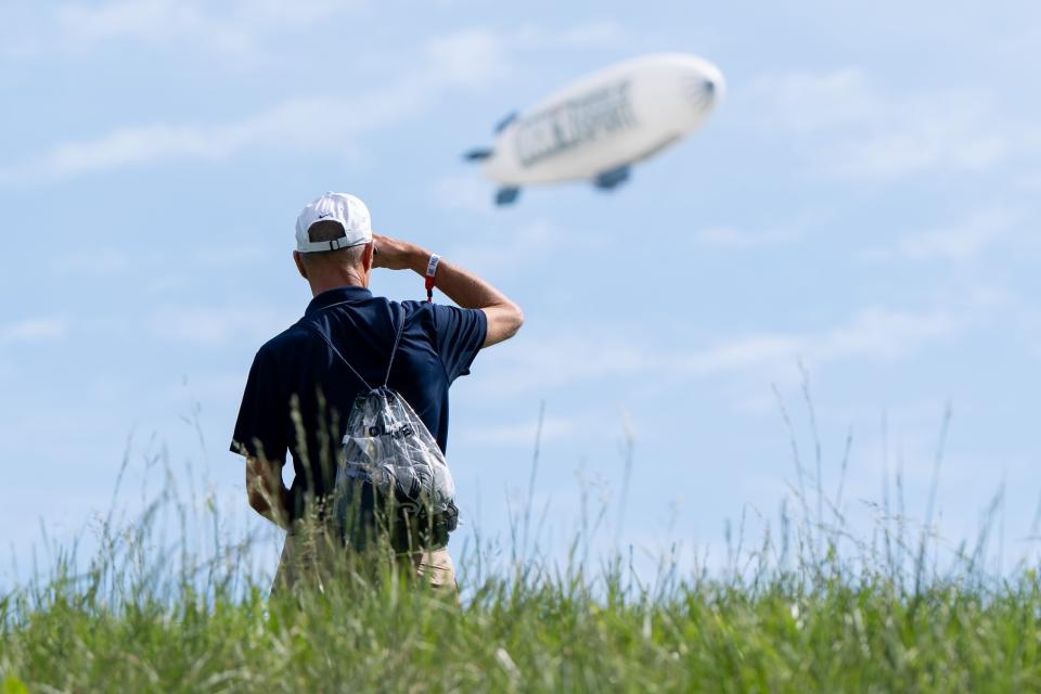 Ron Pederson watches golfers practice during the first practice day of the PGA Championship on Monday, May 13, 2024 at Valhalla Golf Club.