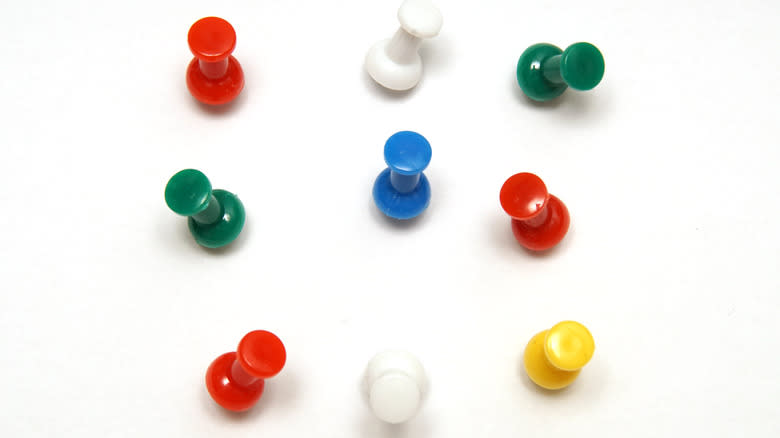 Multi-colored thumb tacks