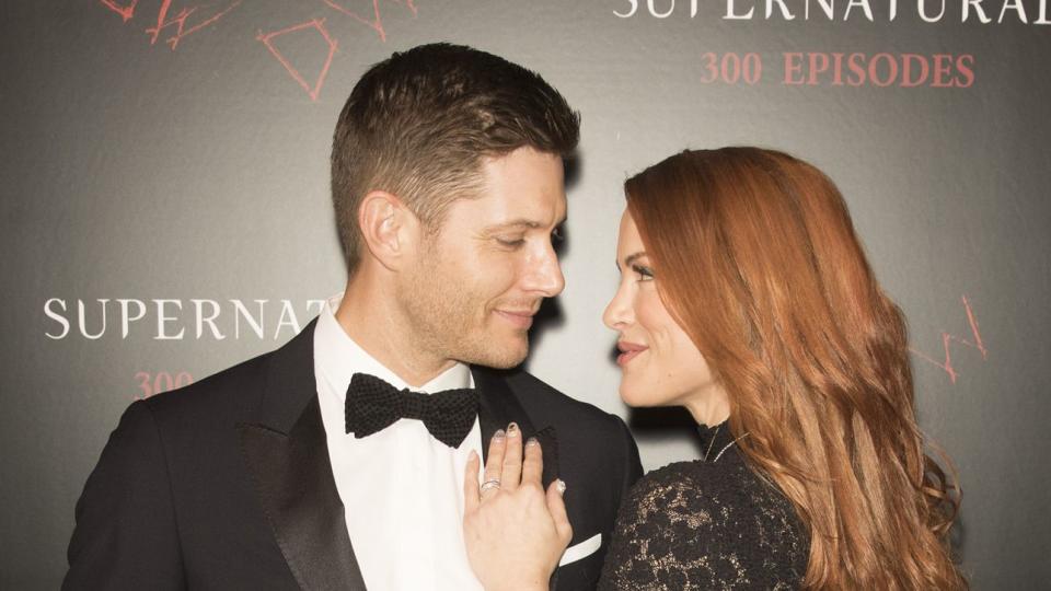Jensen Ackles and Danneel Ackles attend the red carpet at the "SUPERNATURAL" 300TH Episode Celebration at the Pratt Hall on November 16, 2018 in Vancouver, Canada