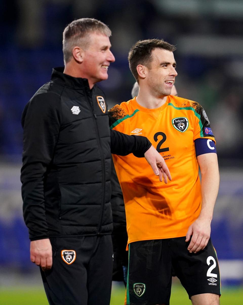 Republic of Ireland manager Stephen Kenny (left) left skipper Seamus Coleman (right) out of the starting XI in Scotland (John Walton/PA) (PA Archive)