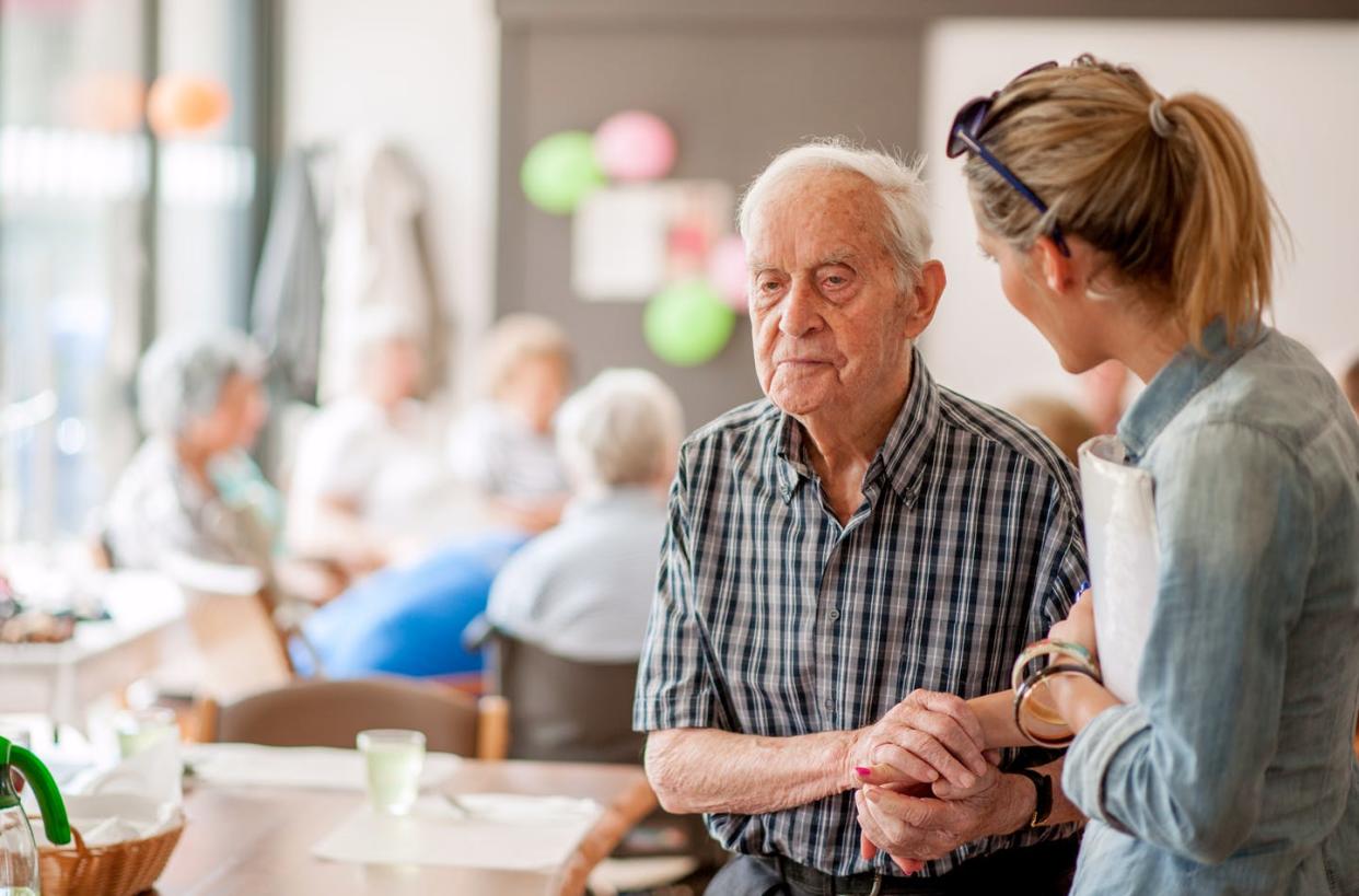 <span class="caption">Conflicts between residents with dementia occur often in long-term care settings.</span> <span class="attribution"><a class="link " href="https://www.gettyimages.com/detail/photo/assistant-in-the-community-center-giving-advice-to-royalty-free-image/653495116?adppopup=true" rel="nofollow noopener" target="_blank" data-ylk="slk:CasarsaGuru/E+ via Getty Images;elm:context_link;itc:0;sec:content-canvas">CasarsaGuru/E+ via Getty Images</a></span>