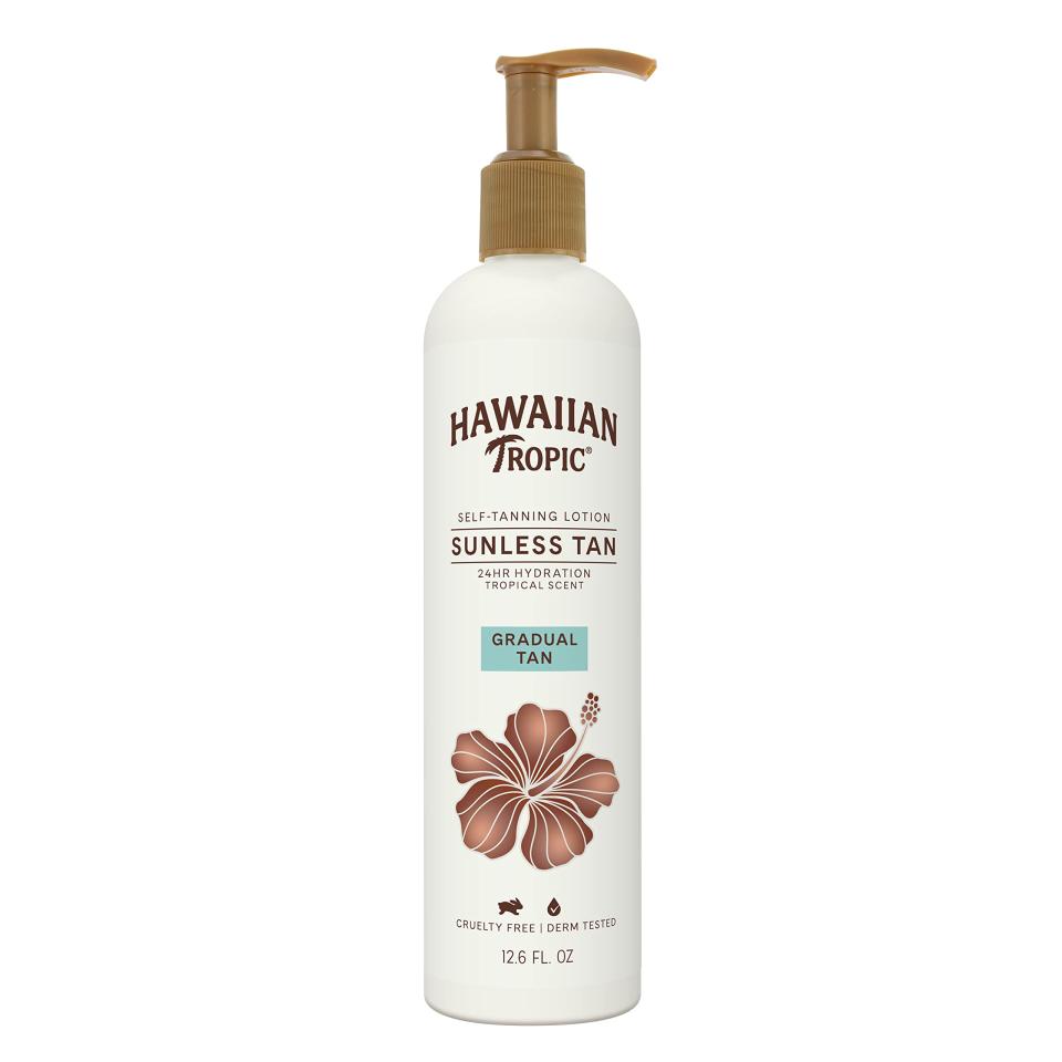 <p><a href="https://go.redirectingat.com?id=74968X1596630&url=https%3A%2F%2Fwww.walmart.com%2Fip%2FHawaiian-Tropic-Gradual-Sunless-Tanning-Lotion-12-6oz%2F543697486&sref=https%3A%2F%2Fwww.bestproducts.com%2Fbeauty%2Fg390%2Fbest-self-tanners-for-glowing-skin%2F" rel="nofollow noopener" target="_blank" data-ylk="slk:Shop Now;elm:context_link;itc:0;sec:content-canvas" class="link ">Shop Now</a></p><p>Self-Tanning Lotion Sunless Tan</p><p>walmart.com</p><p>$10.00</p>