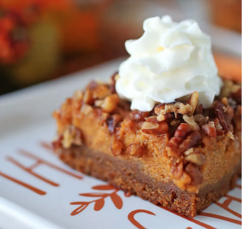 <p>Nicole Nared-Washington</p><p>Pecan Pumpkin Pie Bars have a buttery, flakey crust and a rich, creamy pumpkin pie filling, topped with pecans!</p><p><strong>Get the recipe: </strong><strong><a href="https://parade.com/842449/nicolewashington/pecan-pumpkin-pie-bars/" rel="nofollow noopener" target="_blank" data-ylk="slk:Pecan Pumpkin Pie Bars;elm:context_link;itc:0;sec:content-canvas" class="link ">Pecan Pumpkin Pie Bars</a></strong></p>