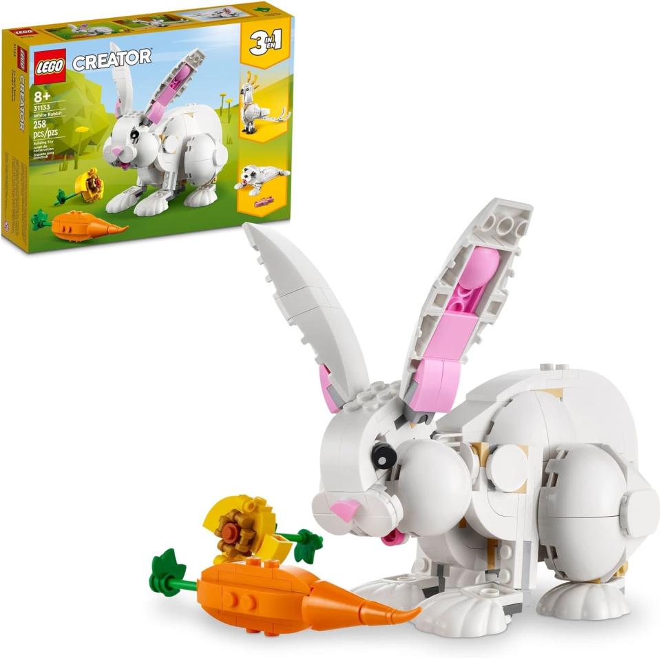 white rabbit and carrot lego set