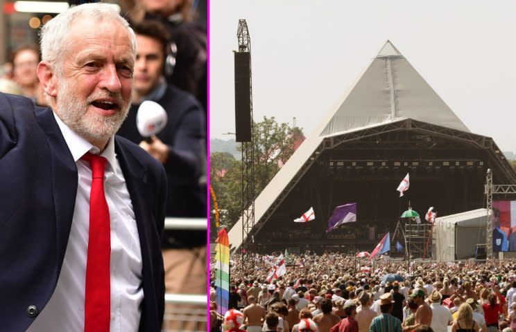 Jeremy Corbyn will grace the Pyramid stage at Glastonbury (PA)