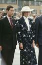 <p>The Prince and Princess of Wales visit Manukau, where Diana wears a Jan Van Velden suit and a hat by go-to designer John Boyd.<br></p>