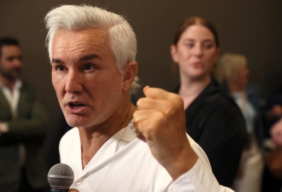 Director Baz Luhrmann greets the press during a red carpet event before the screening for the new biopic movie 'Elvis' at Graceland in Memphis, Tenn. on Saturday, June 11, 2022. 