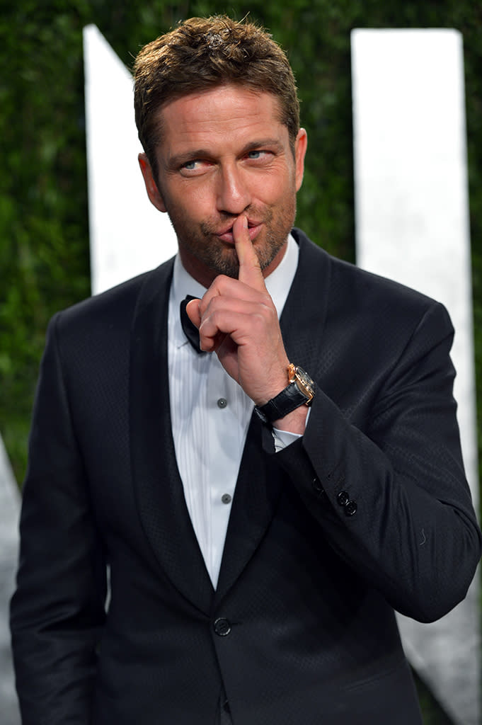 Gerard Butler arrives at the 2013 Vanity Fair Oscar Party hosted by Graydon Carter at Sunset Tower on February 24, 2013 in West Hollywood, California.