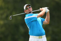 Troy Kelly hits his tee shot on the third hole during the final round of the Greenbrier Classic at the Old White TPC on July 8, 2012 in White Sulphur Springs, West Virginia. (Photo by Hunter Martin/Getty Images)