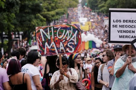 Thousands take part in the annual Gay Pride parade along a Central Avenue, in San Jose