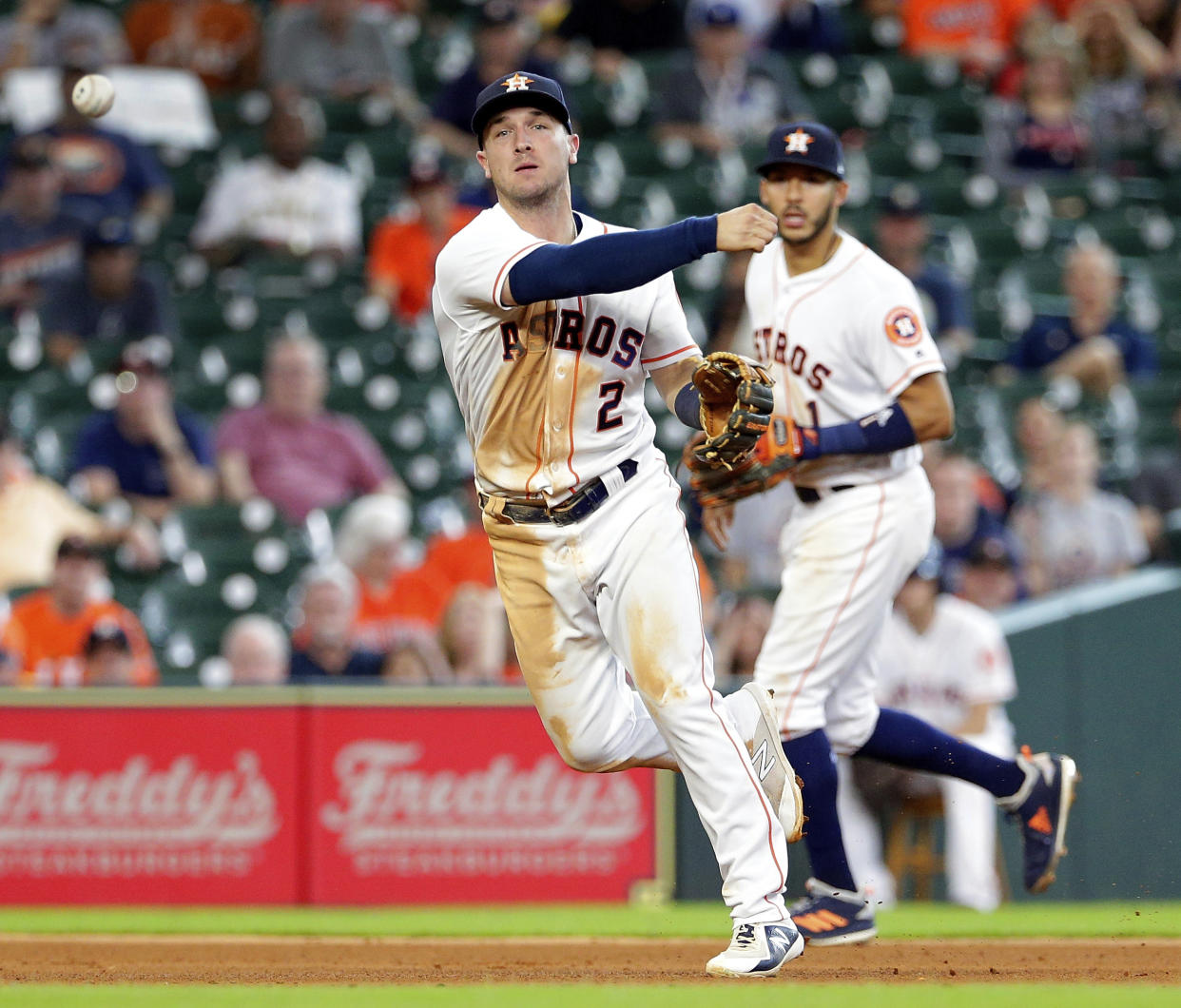 Houston Astros third baseman Alex Bregman and shortstop Carlos Correa have brothers selected in MLB Draft. (AP Photo)