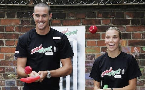 Pietersen with his wife of 11 years, Jessica Taylor, back in 2006 - Credit: &nbsp;Gareth Cattermole/Getty Images