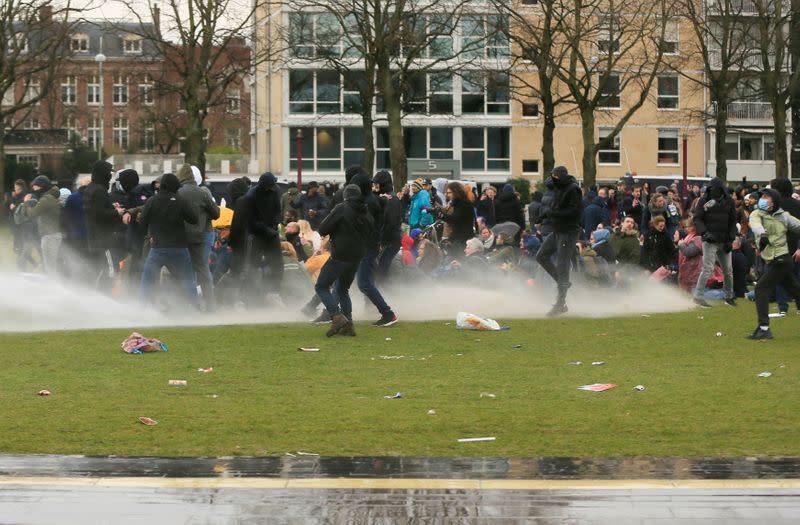 Protest against COVID-19 restrictions in Amsterdam